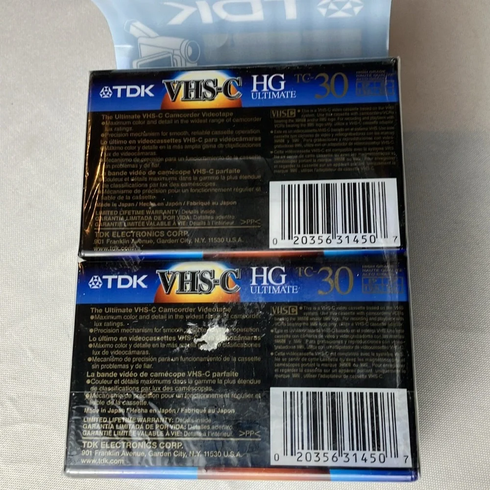 Lot of 4 TDK VHS-C HG Ultimate TC-30 Camcorder Videotape SEALED 4 Pack